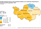 Bevölkerungsentwicklung in den kreisfreien Städten und Landkreisen Niederbayerns, Veränderung 2044 gegenüber 2024 - Öffnet große Ansicht