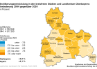 Bevölkerungsentwicklung in den kreisfreien Städten und Landkreisen Oberbayerns, Veränderung 2044 gegenüber 2024 - Öffnet große Ansicht