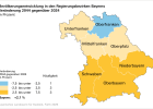 Bevölkerungsentwicklung in den Regierungsbezirken Bayerns, Veränderung 2044 gegenüber 2024 - Öffnet große Ansicht